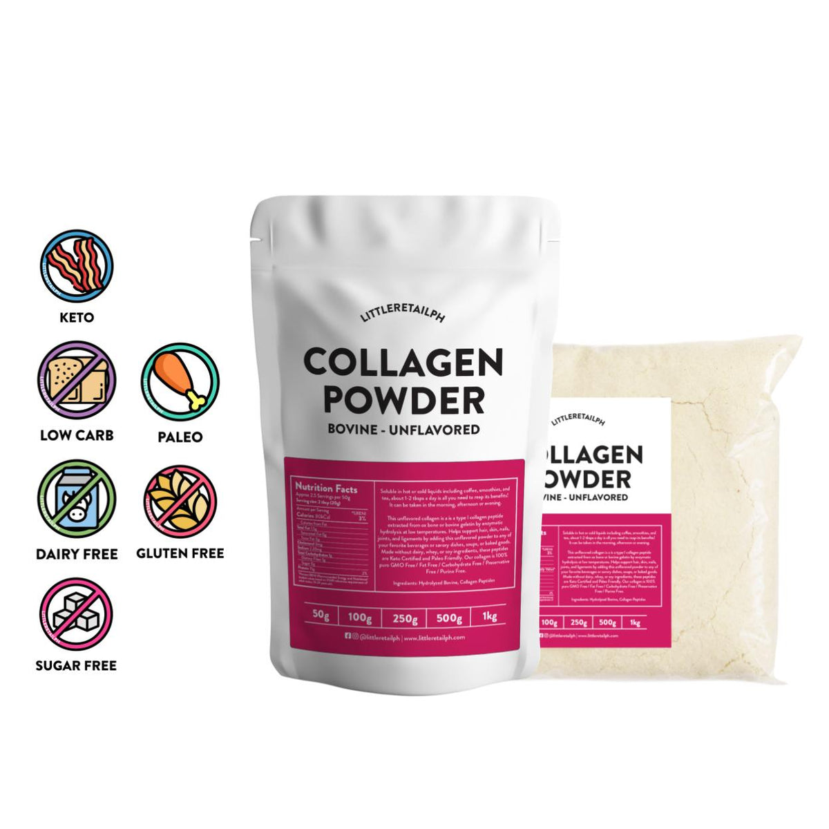 Collagen Powder Bovine, Unflavored Little Retail PH