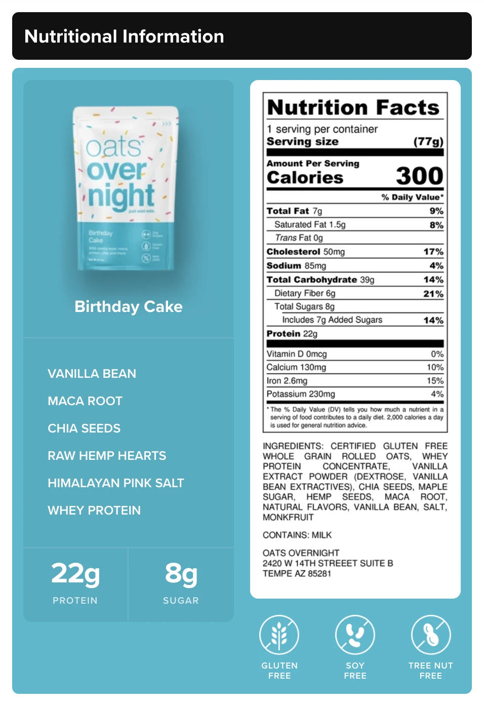 Oats Overnight - S'MORES - 22g Protein, High Fiber Breakfast Shake - Gluten  Free, Non GMO Oatmeal (2.8 oz per meal) (8 Pack + BlenderBottle)